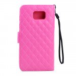 Wholesale Samsung Galaxy Note 5 Quilted Flip Leather Wallet Case with Strap (Hot Pink)